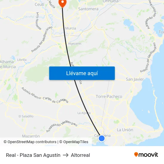 Real - Plaza San Agustín to Altorreal map