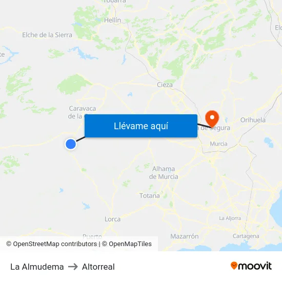 La Almudema to Altorreal map