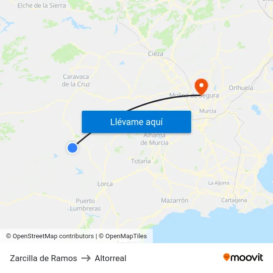 Zarcilla de Ramos to Altorreal map