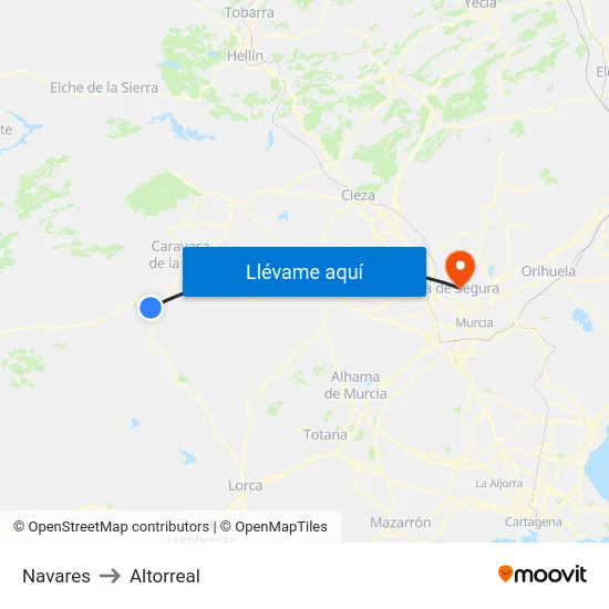 Navares to Altorreal map