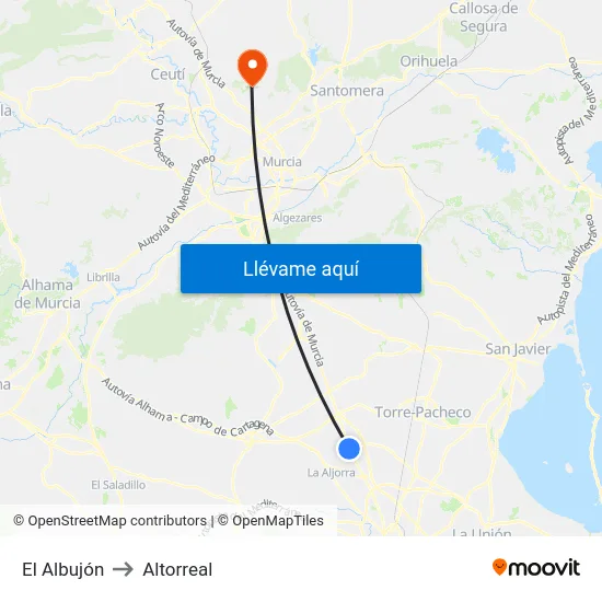 El Albujón to Altorreal map
