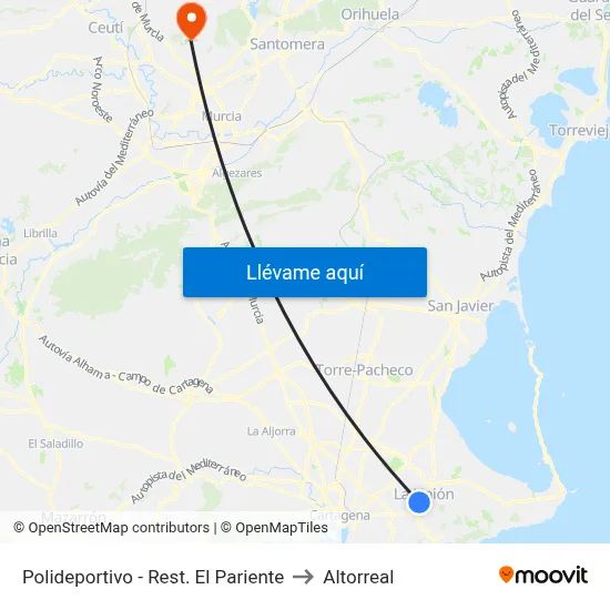 Polideportivo - Rest. El Pariente to Altorreal map