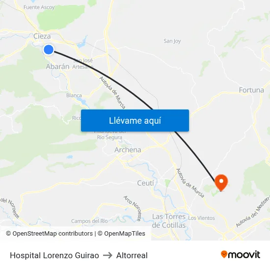 Hospital Lorenzo Guirao to Altorreal map