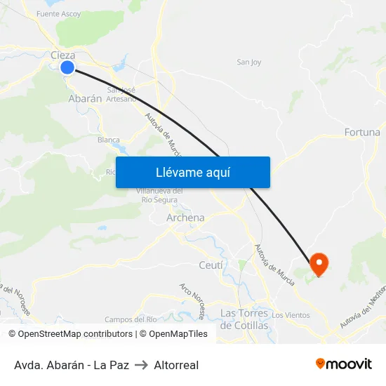 Avda. Abarán - La Paz to Altorreal map