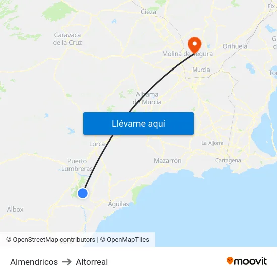 Almendricos to Altorreal map