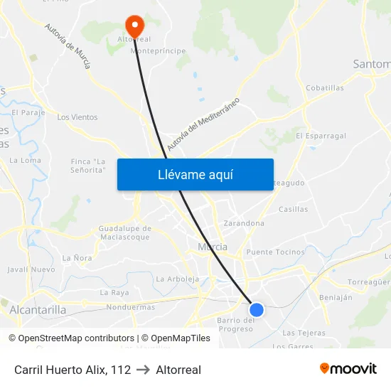 Carril Huerto Alix, 112 to Altorreal map