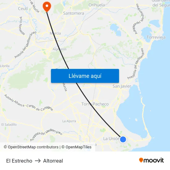 El Estrecho to Altorreal map