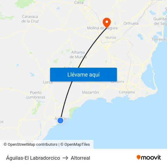 Águilas-El Labradorcico to Altorreal map