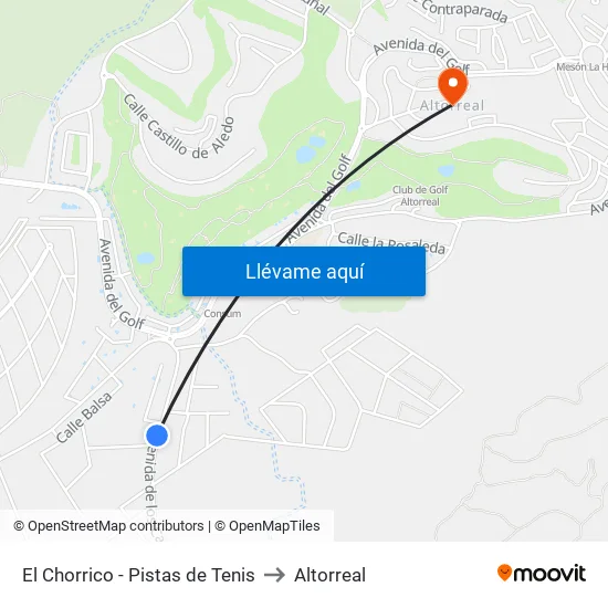 Urb. El Chorrico (Piscinas) to Altorreal map