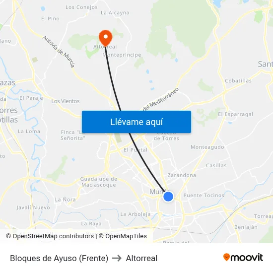 Bloques de Ayuso (Frente) to Altorreal map