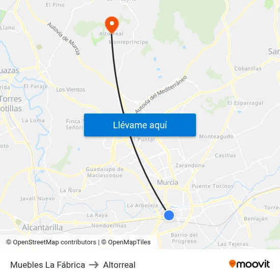 Muebles La Fábrica to Altorreal map