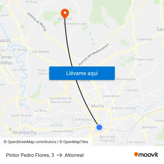 Pintor Pedro Flores, 3 to Altorreal map