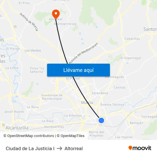 Ciudad de La Justicia I to Altorreal map