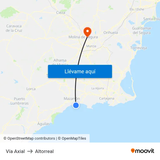 Vía Axial to Altorreal map