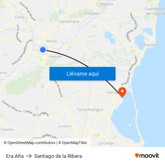 Era Alta to Santiago de la Ribera map