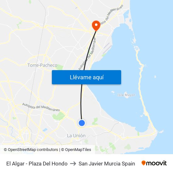 El Algar - Plaza Del Hondo to San Javier Murcia Spain map