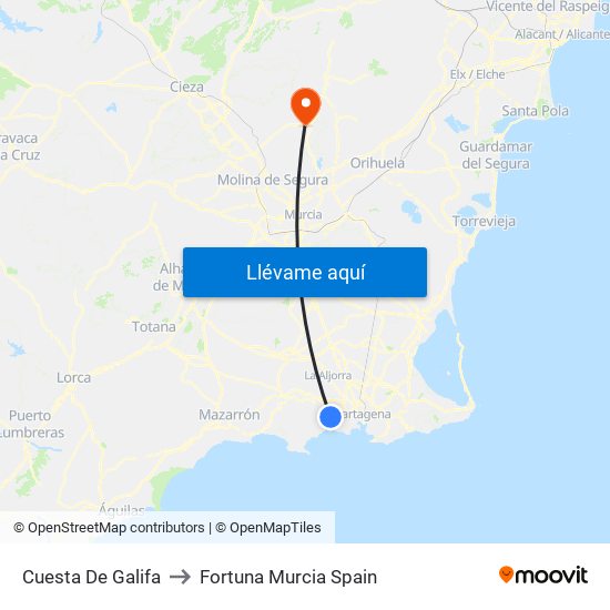 Cuesta De Galifa to Fortuna Murcia Spain map