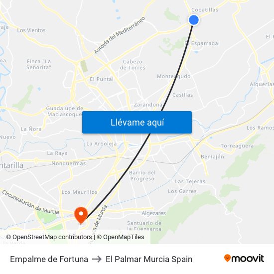 Empalme de Fortuna to El Palmar Murcia Spain map