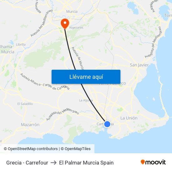 Grecia - Carrefour to El Palmar Murcia Spain map