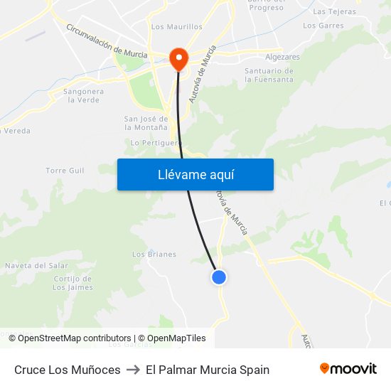 Cruce Los Muñoces to El Palmar Murcia Spain map