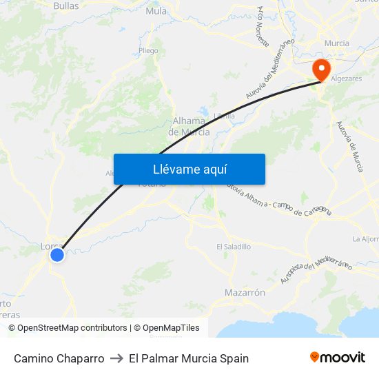 Camino Chaparro to El Palmar Murcia Spain map