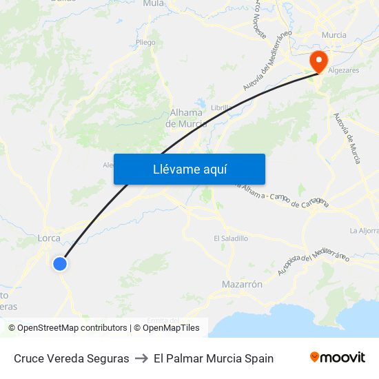 Cruce Vereda Seguras to El Palmar Murcia Spain map