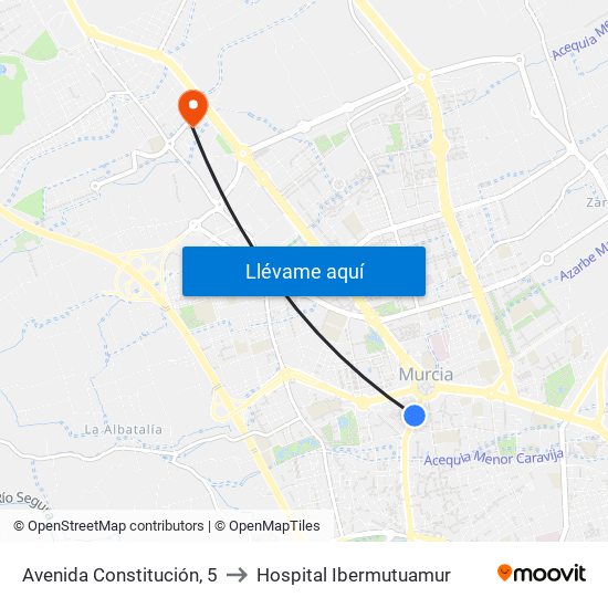 Avenida Constitución, 5 to Hospital Ibermutuamur map