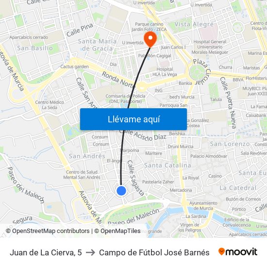 Juan de La Cierva, 5 to Campo de Fútbol José Barnés map