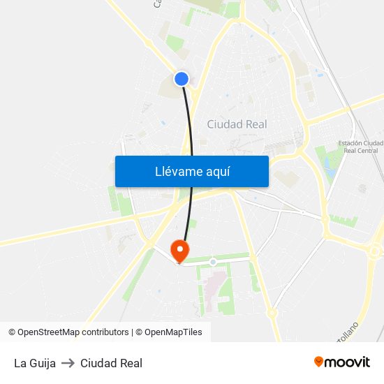 La Guija to Ciudad Real map