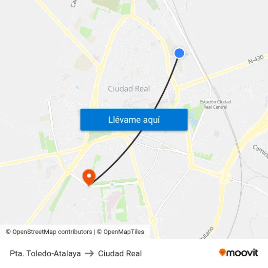 Pta. Toledo-Atalaya to Ciudad Real map