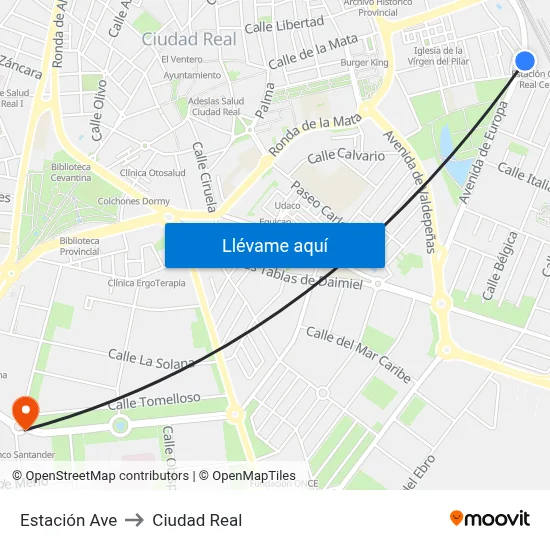 Estación Ave to Ciudad Real map