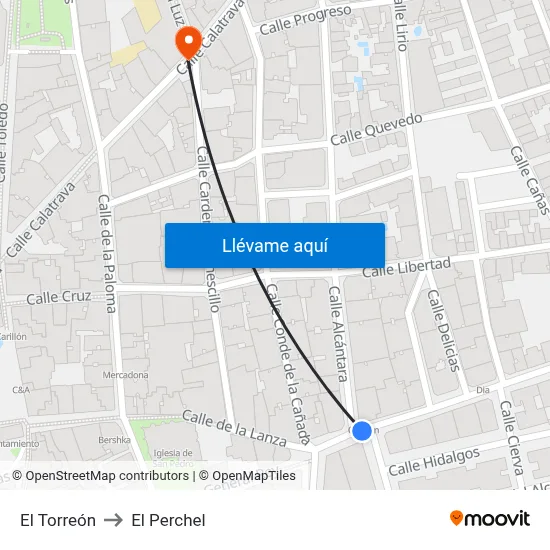 El Torreón to El Perchel map