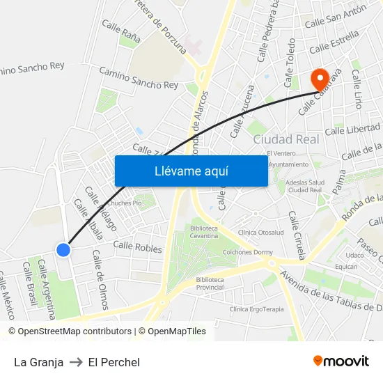 La Granja to El Perchel map