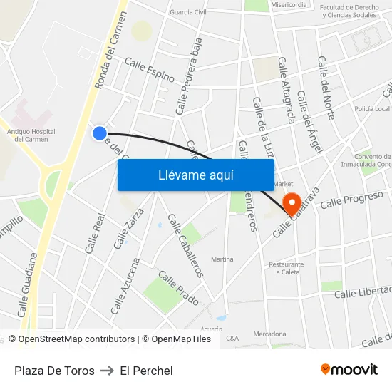 Plaza De Toros to El Perchel map