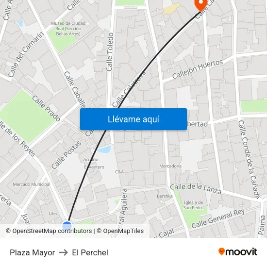 Plaza Mayor to El Perchel map
