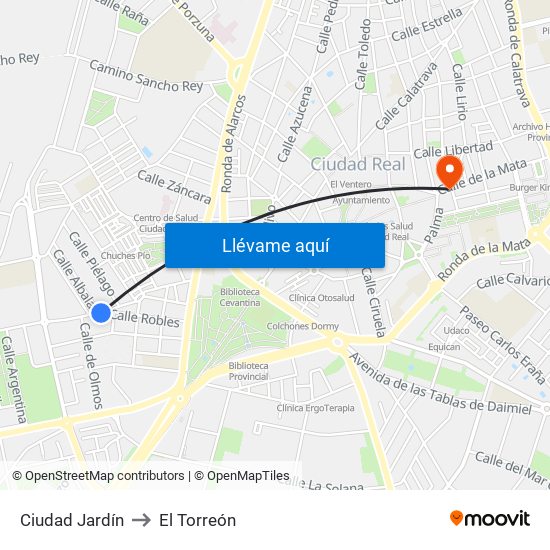 Ciudad Jardín to El Torreón map