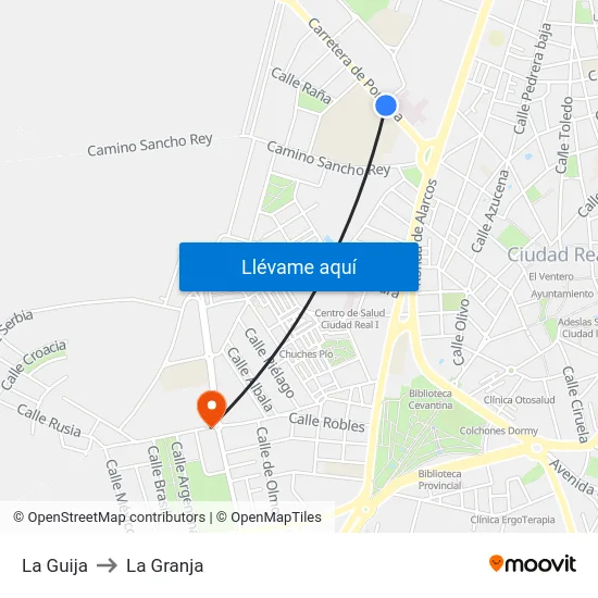 La Guija to La Granja map