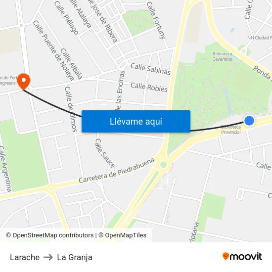 Larache to La Granja map