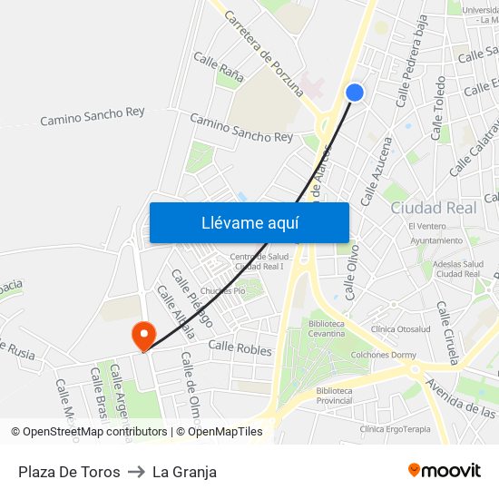 Plaza De Toros to La Granja map