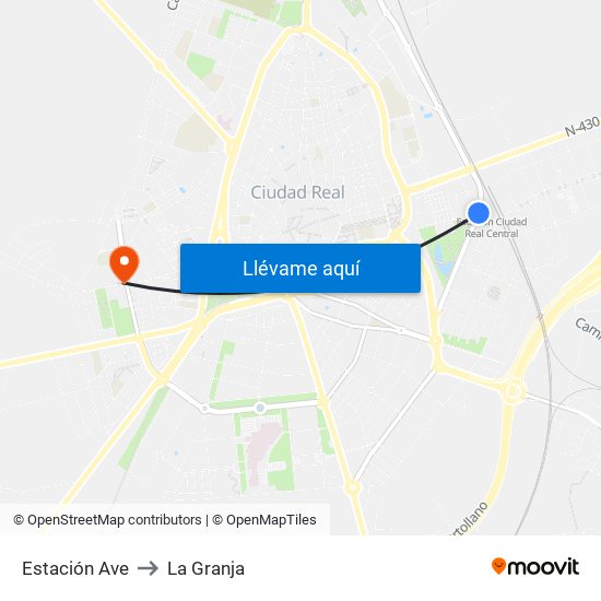 Estación Ave to La Granja map