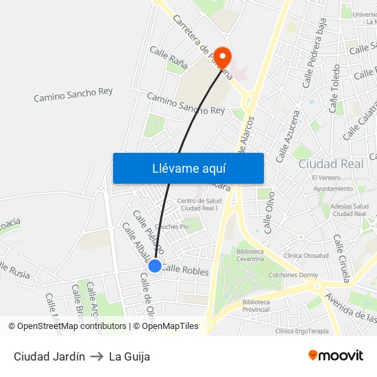 Ciudad Jardín to La Guija map