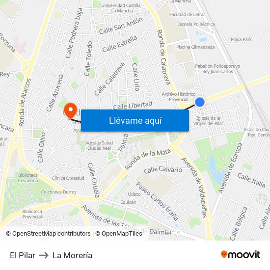 El Pilar to La Morería map