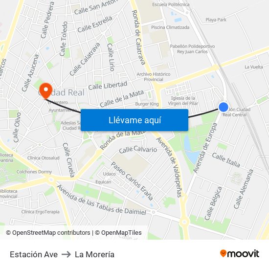 Estación Ave to La Morería map