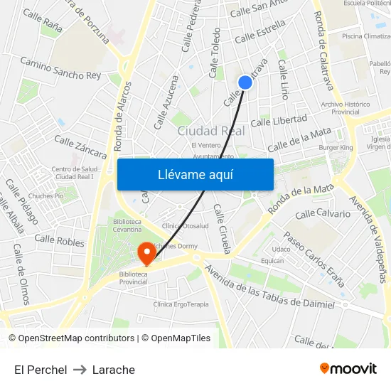 El Perchel to Larache map