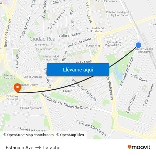 Estación Ave to Larache map