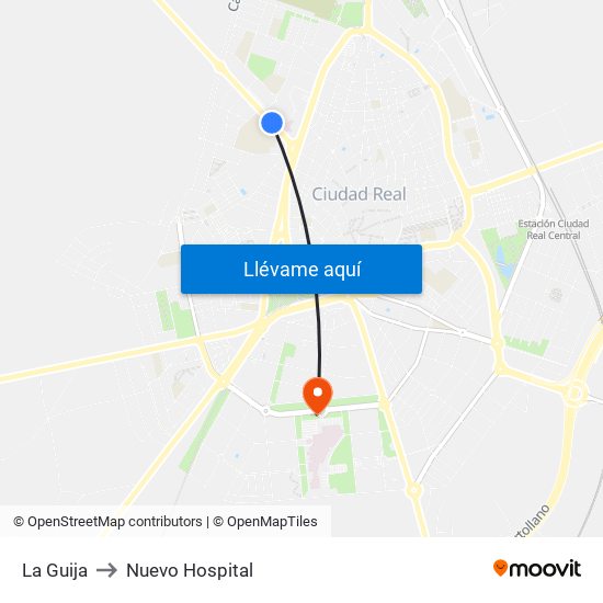 La Guija to Nuevo Hospital map