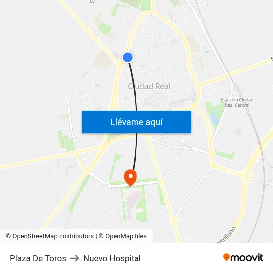 Plaza De Toros to Nuevo Hospital map