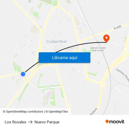 Los Rosales to Nuevo Parque map