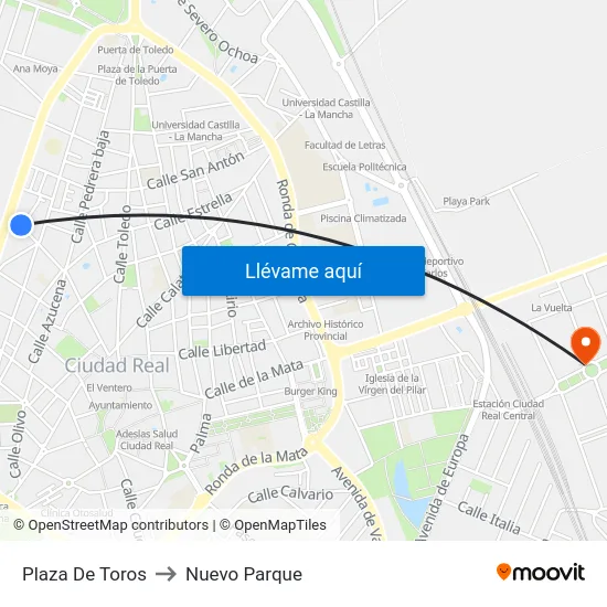 Plaza De Toros to Nuevo Parque map