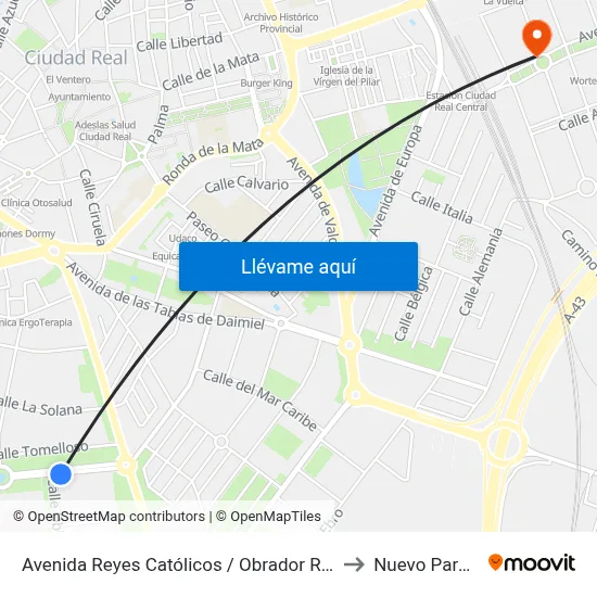 Avenida Reyes Católicos / Obrador Rafael to Nuevo Parque map